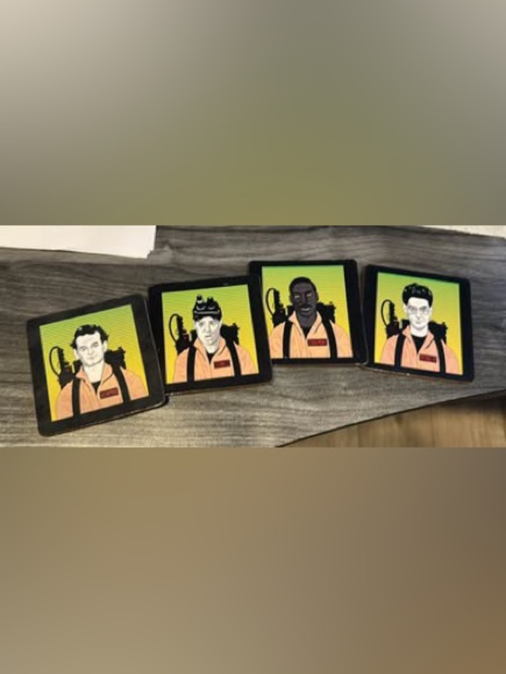Set of 4 Yellow and Black Ghostbuster Pop Art Coasters